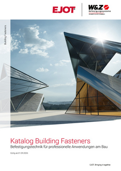 Befestigungstechnik für professionelle Anwendungen am Bau: Holzbau, Industrieller Leichtbau, Solar, Flachdach, VHF, Verankerungstechnik, Fenster- und Glasfassadentechnik, Innenausbau EJOT Katalog Building Fasteners 2026